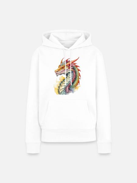 Drache - Frauen Premium Bio Hoodie - Weiß