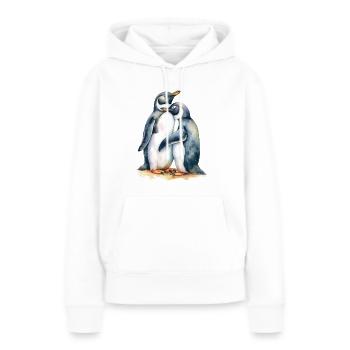 Pinguine, die sich aneinander kuscheln - Frauen Premium Bio Hoodie - Weiß - Vorne - Julia (174cm)