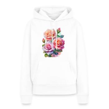 Delicate roses in soft colours - Women’s Premium Organic Hoodie - white - Front - Julia (174cm)