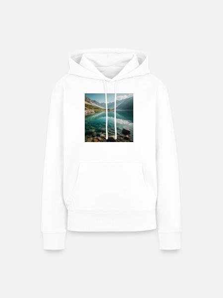 Bergsee Panorama - Frauen Premium Bio Hoodie - Weiß