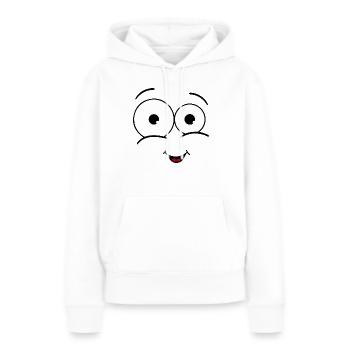 visage heureux avec la bouche - Sweat à capuche Premium bio Femme - blanc - Devant - Julia (174cm)