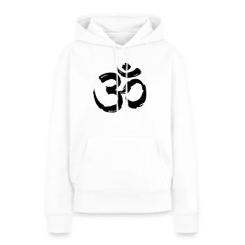 Om Sign - Pinselstrich - Frauen Premium Bio Hoodie - Weiß - Vorne - Julia (174cm)