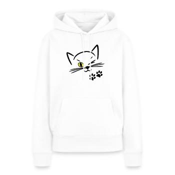 chat mignon, clin d'oeil - Sweat à capuche Premium bio Femme - blanc - Devant - Julia (174cm)