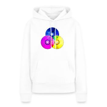 CD colorés (triangle) - Sweat à capuche Premium bio Femme - blanc - Devant - Julia (174cm)