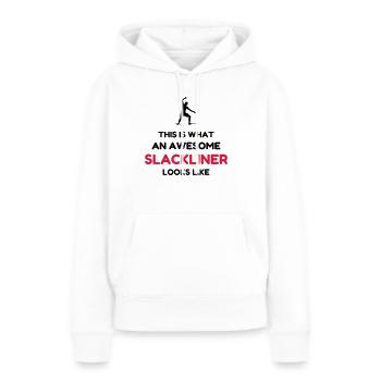 Slackline / Slackliner / Slackeur / Slack - Sweat à capuche Premium bio Femme - blanc - Devant - Julia (174cm)