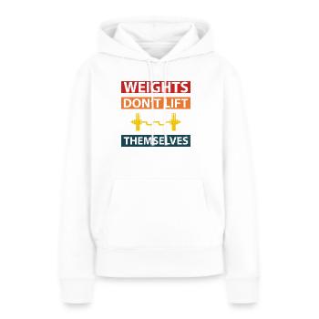 Dieses Gewicht wird sich nicht von selbst heben. Fitness - Frauen Premium Bio Hoodie - Weiß - Vorne - Julia (174cm)