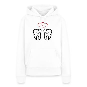 zähne verliebt - Frauen Premium Bio Hoodie - Weiß - Vorne - Julia (174cm)