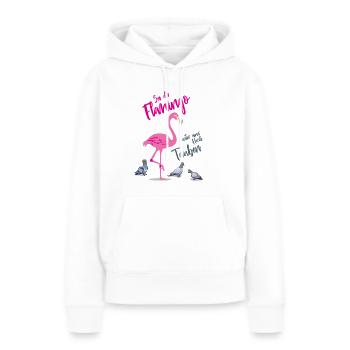 Sei der Flamingo unter einer Herde Tauben - Frauen Premium Bio Hoodie - Weiß - Vorne - Julia (174cm)