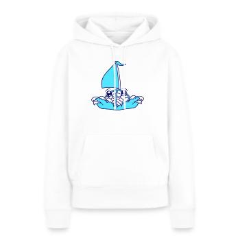 mignon drôle bateau vagues voile visage souriant - Sweat à capuche Premium bio Femme - blanc - Devant - Julia (174cm)