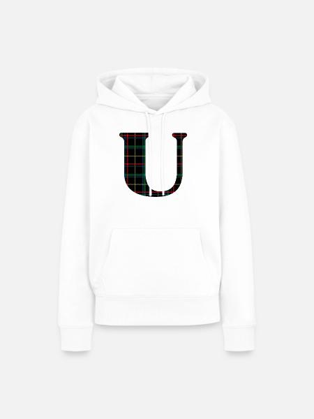 Monogramm u schottischer Tartan - Frauen Premium Bio Hoodie - Weiß