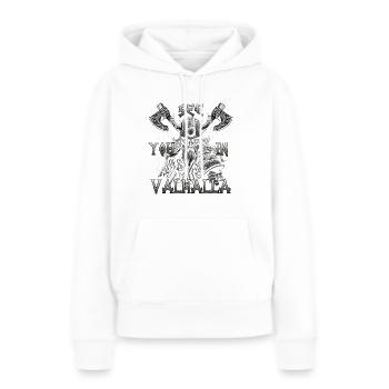 Cadeau de bravoure nordique pour les amoureux Viking - Sweat à capuche Premium bio Femme - blanc - Devant - Julia (174cm)