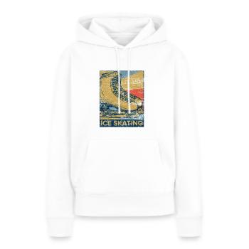 Patins à glace rétro - Sweat à capuche Premium bio Femme - blanc - Devant - Julia (174cm)
