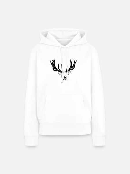 Hirsch - Deer - Frauen Premium Bio Hoodie - Weiß