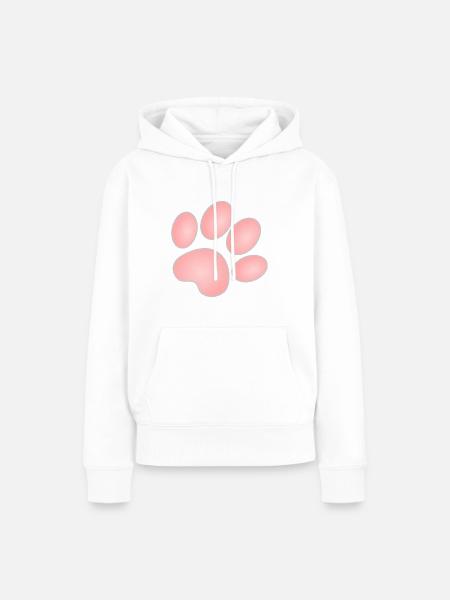 Katzenpfote, rosa - Frauen Premium Bio Hoodie - Weiß