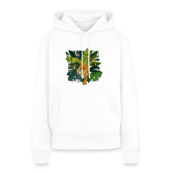 Tiger et la jungle carrée image - Sweat à capuche Premium bio Femme - blanc - Devant - Julia (174cm)