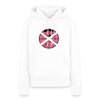 Zerschnittene Hu-Plakette (rosa) - Frauen Premium Bio Hoodie - Weiß - Vorne - Julia (174cm)