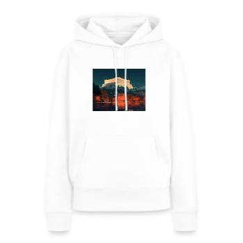 athen - Frauen Premium Bio Hoodie - Weiß - Vorne - Julia (174cm)