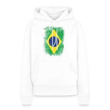 Brésil Drapeau Brésilien fier Vintage Distressed - Sweat à capuche Premium bio Femme - blanc - Devant - Julia (174cm)