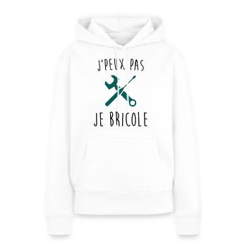 j'peux pas je bricole - Sweat à capuche Premium bio Femme - blanc - Devant - Julia (174cm)