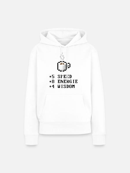 Pixelcoffee with Stats - Ekologisk premiumluvtröja dam - vit