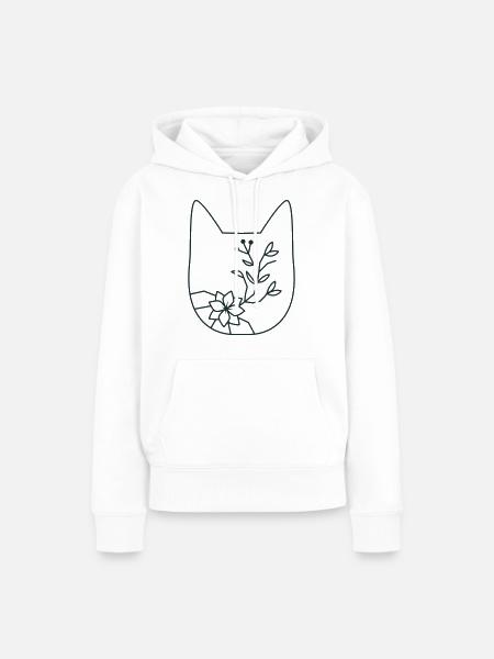 FLOWER Blumenkatzenkopf - Frauen Premium Bio Hoodie - Weiß