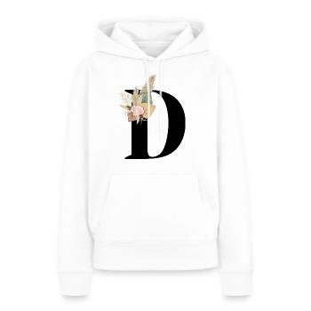 lettre D fleuris - Sweat à capuche Premium bio Femme - blanc - Devant - Julia (174cm)