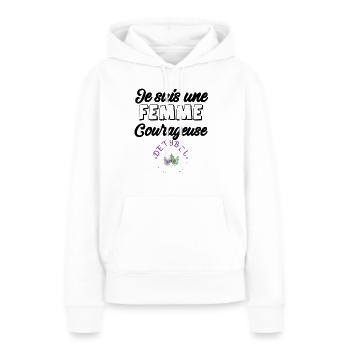 femme courageuse - Sweat à capuche Premium bio Femme - blanc - Devant - Julia (174cm)