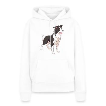 Chien de race border collie - Sweat à capuche Premium bio Femme - blanc - Devant - Julia (174cm)