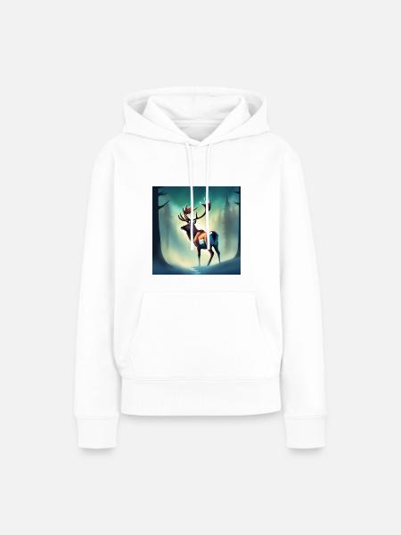 Kanadisches Waldkaribu - Frauen Premium Bio Hoodie - Weiß