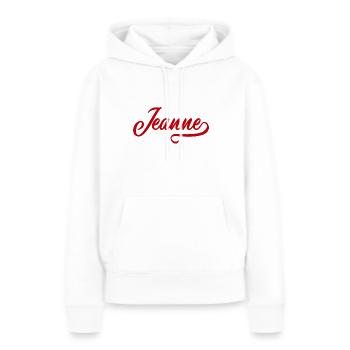 Jeanne - Prénom - Sweat à capuche Premium bio Femme - blanc - Devant - Julia (174cm)