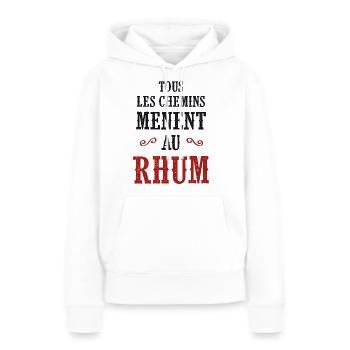 Tous les chemins mènent au rhum - Sweat à capuche Premium bio Femme - blanc - Devant - Julia (174cm)