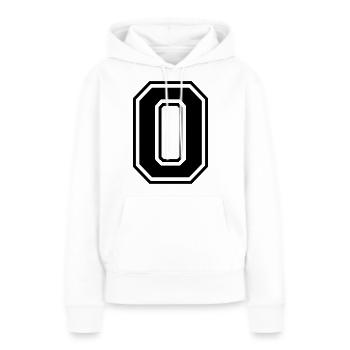 Lettre O Équipe Foot baseball basket université - Sweat à capuche Premium bio Femme - blanc - Devant - Julia (174cm)