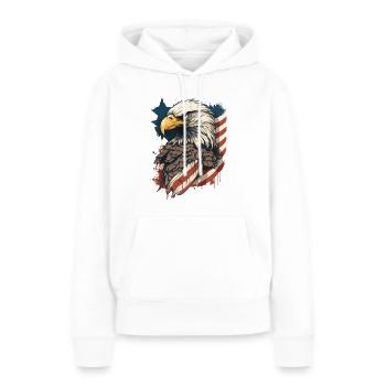 Eagle USA Amérique Flag Eagle Head Vintage - Sweat à capuche Premium bio Femme - blanc - Devant - Julia (174cm)