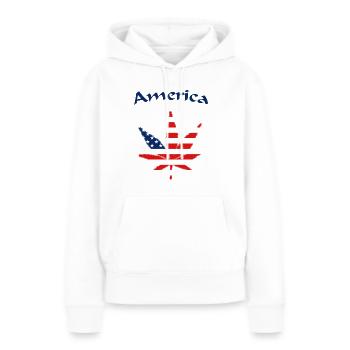 America Weed Ganja USA - Frauen Premium Bio Hoodie - Weiß - Vorne - Julia (174cm)