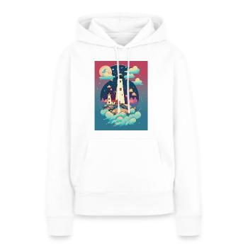 Phare - Sweat à capuche Premium bio Femme - blanc - Devant - Julia (174cm)