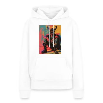 The Devil mit Pentagramm - Frauen Premium Bio Hoodie - Weiß - Vorne - Julia (174cm)