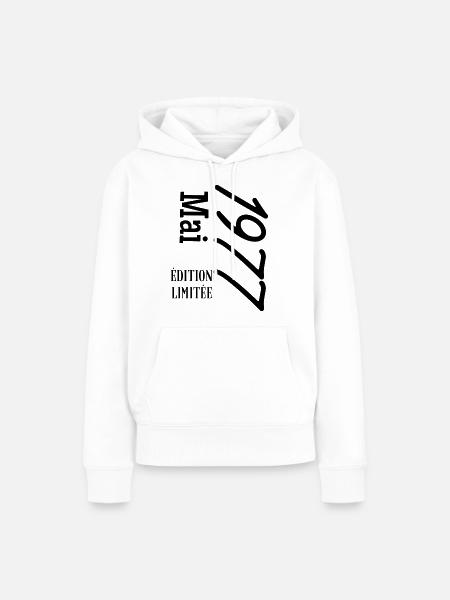 édition limitée Mai 1977 - Sweat à capuche Premium bio Femme - blanc