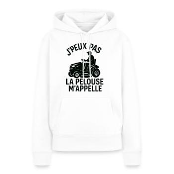 Ich kann nicht, der Rasen ruft mich - Frauen Premium Bio Hoodie - Weiß - Vorne - Julia (174cm)