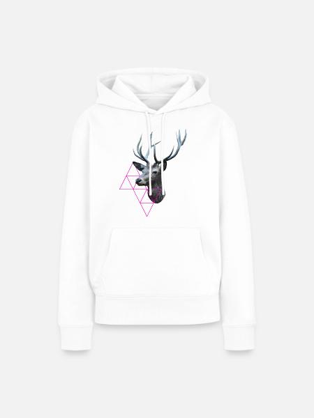 Hipster Hirsch - Frauen Premium Bio Hoodie - Weiß
