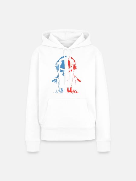 Kopfhörer-Schädel in Trikolore - Frauen Premium Bio Hoodie - Weiß