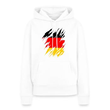 Drapeau de l’Allemagne Drapeau allemand Utilisé Look Homeland - Sweat à capuche Premium bio Femme - blanc - Devant - Julia (174cm)