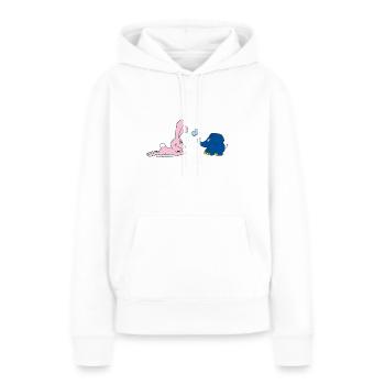 Elefant und Hase mit Schmetterling - Frauen Premium Bio Hoodie - Weiß - Vorne - Julia (174cm)