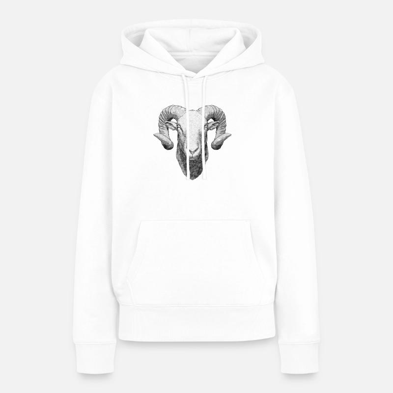 Bélier à l’aspect crayon dessiné à la main - Sweat à capuche Premium bio Femme - blanc