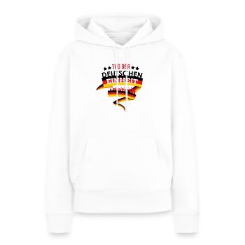 Tag der deutschen Einheit - Frauen Premium Bio Hoodie - Weiß - Vorne - Julia (174cm)