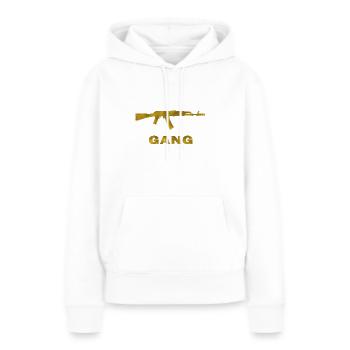 AK 47 engrenage or - Sweat à capuche Premium bio Femme - blanc - Devant - Julia (174cm)