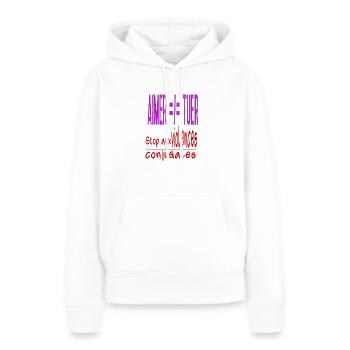 CONTRE LA VIOLENCE FAITE AUX FEMMES - Sweat à capuche Premium bio Femme - blanc - Devant - Julia (174cm)