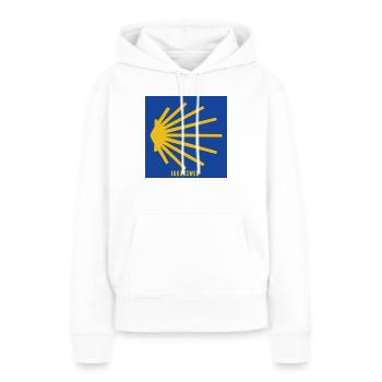 Jakobsweg - Frauen Premium Bio Hoodie - Weiß - Vorne - Julia (174cm)
