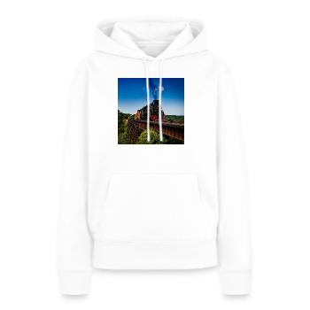 Weinlesezug auf Eisenbahn in der Landschaftslandschaft - Frauen Premium Bio Hoodie - Weiß - Vorne - Julia (174cm)