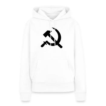 Marteau - Faucille - Sweat à capuche Premium bio Femme - blanc - Devant - Julia (174cm)