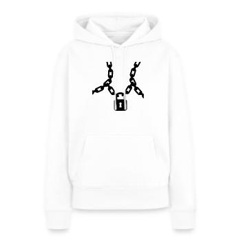 locked - Sweat à capuche Premium bio Femme - blanc - Devant - Julia (174cm)